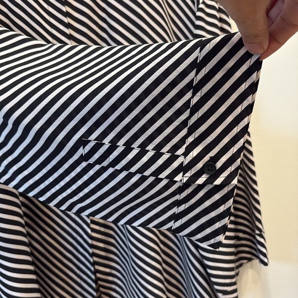 Faithfull The Brand Amici Silk Shirt in Color Toscano Stripe Black - Picture 8 of 11